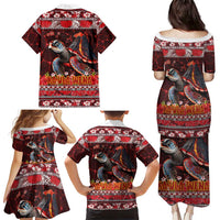 Hawaii KaUla Wena Volcano Turtle Family Matching Puletasi and Hawaiian Shirt Lava and Tropical Plants Tribal Pattern LT03 - Polynesian Pride
