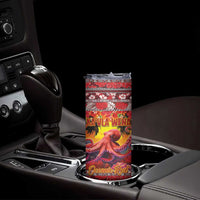 Hawaii KaUla Wena Octopus Skinny Tumbler Oceanic Red with Corals and Tropical On Sunset Landscape LT03 - Polynesian Pride