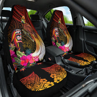 Papua New Guinea Bird-of-Paradise Car Seat Cover Hibiscus and Kundu Drum Tribal Pattern LT03 One Size Yellow - Polynesian Pride
