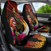 Papua New Guinea Bird-of-Paradise Car Seat Cover Hibiscus and Kundu Drum Tribal Pattern LT03 - Polynesian Pride