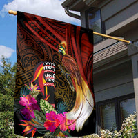 Papua New Guinea Bird-of-Paradise Garden Flag Hibiscus and Kundu Drum Tribal Pattern LT03 - Polynesian Pride