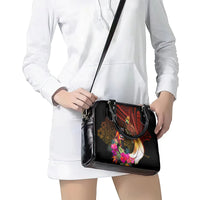 Papua New Guinea Bird-of-Paradise Shoulder Handbag Hibiscus and Kundu Drum Tribal Pattern