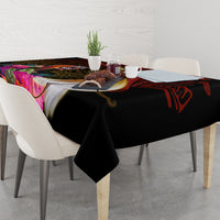 Papua New Guinea Bird-of-Paradise Tablecloth Hibiscus and Kundu Drum Tribal Pattern