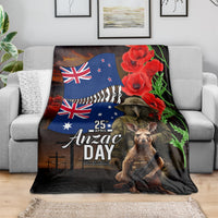 New Zealand and Australia ANZAC Day Blanket National Flag mix Kiwi Bird and Kangaroo Soldier Style LT03 - Polynesian Pride