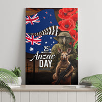 New Zealand and Australia ANZAC Day Canvas Wall Art National Flag mix Kiwi Bird and Kangaroo Soldier Style LT03 - Polynesian Pride