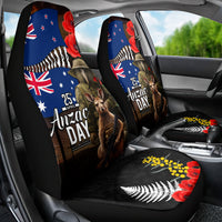 New Zealand and Australia ANZAC Day Car Seat Cover National Flag mix Kiwi Bird and Kangaroo Soldier Style LT03 - Polynesian Pride