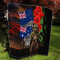 New Zealand and Australia ANZAC Day Quilt National Flag mix Kiwi Bird and Kangaroo Soldier Style LT03 - Polynesian Pride