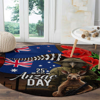 New Zealand and Australia ANZAC Day Round Carpet National Flag mix Kiwi Bird and Kangaroo Soldier Style LT03 - Polynesian Pride