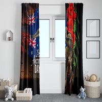 New Zealand and Australia ANZAC Day Window Curtain National Flag mix Kiwi Bird and Kangaroo Soldier Style LT03 - Polynesian Pride
