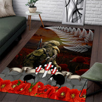 New Zealand ANZAC Day Area Rug The Ode of Remembrance and Silver Fern