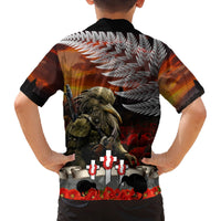 New Zealand ANZAC Day Family Matching Off Shoulder Maxi Dress and Hawaiian Shirt The Ode of Remembrance and Silver Fern LT03 - Polynesian Pride