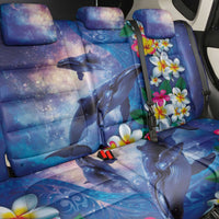 Hawaiian Lei Day Plumeria Humpback Whales Back Car Seat Cover Polynesian Art Vibrant Starry Nebula Style LT03 - Polynesian Pride