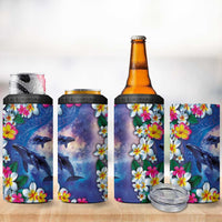 Hawaiian Lei Day Plumeria Humpback Whales 4 in 1 Can Cooler Tumbler Polynesian Art Vibrant Starry Nebula Style LT03 - Polynesian Pride