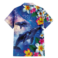 Hawaiian Lei Day Plumeria Humpback Whales Family Matching Mermaid Dress and Hawaiian Shirt Polynesian Art Vibrant Starry Nebula Style LT03 - Polynesian Pride