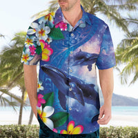 Hawaiian Lei Day Plumeria Humpback Whales Hawaiian Shirt Polynesian Art Vibrant Starry Nebula Style LT03 - Polynesian Pride