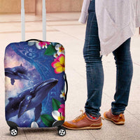 Hawaiian Lei Day Plumeria Humpback Whales Luggage Cover Polynesian Art Vibrant Starry Nebula Style LT03 Art - Polynesian Pride