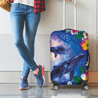 Hawaiian Lei Day Plumeria Humpback Whales Luggage Cover Polynesian Art Vibrant Starry Nebula Style LT03 - Polynesian Pride