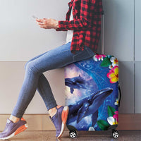 Hawaiian Lei Day Plumeria Humpback Whales Luggage Cover Polynesian Art Vibrant Starry Nebula Style LT03 - Polynesian Pride