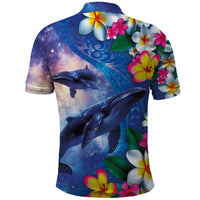 Hawaiian Lei Day Plumeria Humpback Whales Polo Shirt Polynesian Art Vibrant Starry Nebula Style LT03 - Polynesian Pride