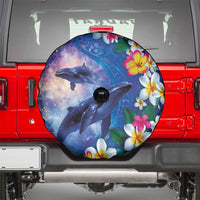 Hawaiian Lei Day Plumeria Humpback Whales Spare Tire Cover Polynesian Art Vibrant Starry Nebula Style LT03 - Polynesian Pride