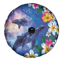 Hawaiian Lei Day Plumeria Humpback Whales Spare Tire Cover Polynesian Art Vibrant Starry Nebula Style LT03 - Polynesian Pride