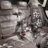 Hawaiian Lei Day Plumeria Humpback Whales Back Car Seat Cover Polynesian Art Vibrant Starry Nebula Grayscale Style LT03 - Polynesian Pride
