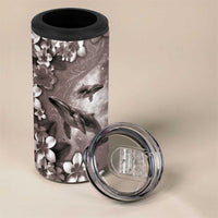 Hawaiian Lei Day Plumeria Humpback Whales 4 in 1 Can Cooler Tumbler Polynesian Art Vibrant Starry Nebula Grayscale Style LT03 - Polynesian Pride