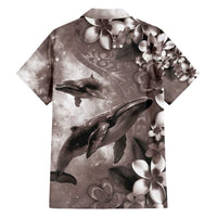 Hawaiian Lei Day Plumeria Humpback Whales Hawaiian Shirt Polynesian Art Vibrant Starry Nebula Grayscale Style LT03 - Polynesian Pride