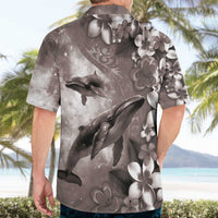 Hawaiian Lei Day Plumeria Humpback Whales Hawaiian Shirt Polynesian Art Vibrant Starry Nebula Grayscale Style LT03 - Polynesian Pride
