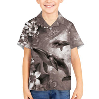 Hawaiian Lei Day Plumeria Humpback Whales Hawaiian Shirt Polynesian Art Vibrant Starry Nebula Grayscale Style LT03 - Polynesian Pride