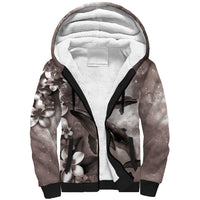 Hawaiian Lei Day Plumeria Humpback Whales Sherpa Hoodie Polynesian Art Vibrant Starry Nebula Grayscale Style LT03 Unisex Art - Polynesian Pride