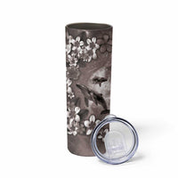 Hawaiian Lei Day Plumeria Humpback Whales Skinny Tumbler Polynesian Art Vibrant Starry Nebula Grayscale Style LT03 - Polynesian Pride