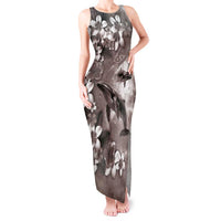 Hawaiian Lei Day Plumeria Humpback Whales Tank Maxi Dress Polynesian Art Vibrant Starry Nebula Grayscale Style LT03 Women Art - Polynesian Pride