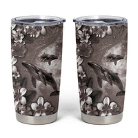 Hawaiian Lei Day Plumeria Humpback Whales Tumbler Cup Polynesian Art Vibrant Starry Nebula Grayscale Style LT03 Art - Polynesian Pride