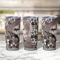 Hawaiian Lei Day Plumeria Humpback Whales Tumbler Cup Polynesian Art Vibrant Starry Nebula Grayscale Style LT03 - Polynesian Pride
