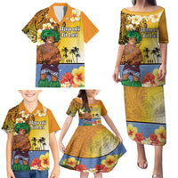 Happy Lei Day Family Matching Puletasi and Hawaiian Shirt Hula Male Dancer Polynesian Flower Kakau Pattern LT03 - Polynesian Pride
