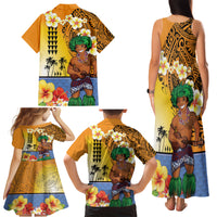 Happy Lei Day Family Matching Tank Maxi Dress and Hawaiian Shirt Hula Male Dancer Polynesian Flower Kakau Pattern LT03 - Polynesian Pride
