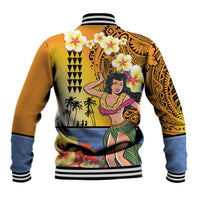 Happy Lei Day Baseball Jacket Hula Girl Polynesian Flower Kakau Pattern