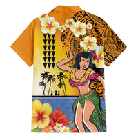 Happy Lei Day Family Matching Off The Shoulder Long Sleeve Dress and Hawaiian Shirt Hula Girl Polynesian Flower Kakau Pattern LT03 - Polynesian Pride