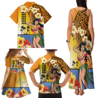 Happy Lei Day Family Matching Tank Maxi Dress and Hawaiian Shirt Hula Girl Polynesian Flower Kakau Pattern LT03 - Polynesian Pride