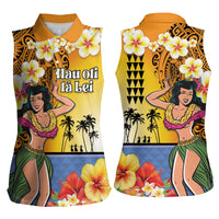 Happy Lei Day Women Sleeveless Polo Shirt Hula Girl Polynesian Flower Kakau Pattern LT03 - Polynesian Pride