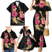 Ukulele mix Polynesian Flower Family Matching Mermaid Dress and Hawaiian Shirt Hawaiian Tribal Pattern LT03 - Polynesian Pride