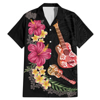 Ukulele mix Polynesian Flower Family Matching Mermaid Dress and Hawaiian Shirt Hawaiian Tribal Pattern LT03 Dad's Shirt - Short Sleeve Black - Polynesian Pride