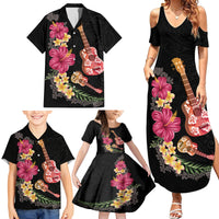 Ukulele mix Polynesian Flower Family Matching Summer Maxi Dress and Hawaiian Shirt Hawaiian Tribal Pattern LT03 - Polynesian Pride