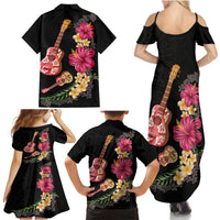 Ukulele mix Polynesian Flower Family Matching Summer Maxi Dress and Hawaiian Shirt Hawaiian Tribal Pattern LT03 - Polynesian Pride