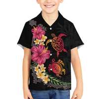 Hawaiian Flower and Tribal Turtle Family Matching Off Shoulder Maxi Dress and Hawaiian Shirt Colorful Style