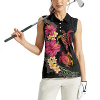 Hawaiian Flower and Tribal Turtle Women Sleeveless Polo Shirt Colorful Style LT03 - Polynesian Pride