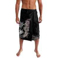 Hawaiian Flower and Tribal Turtle Lavalava Grayscale Mode
