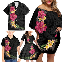 Hawaiian Plumeria and Hibiscus Family Matching Off Shoulder Short Dress and Hawaiian Shirt Colorful Style LT03 - Polynesian Pride