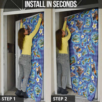 Hawaiian Island Shapes-Iconic Landscape Door Cover with Plumeria and Palaka Blue Color LT03 - Polynesian Pride